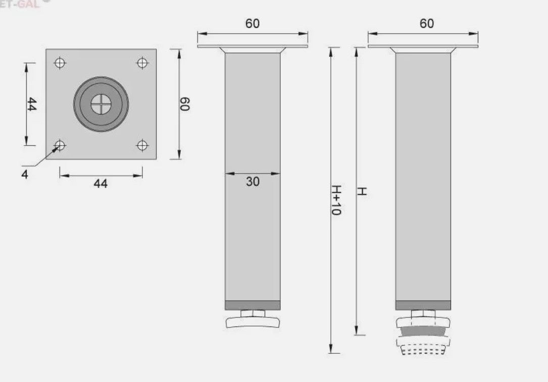 Möbelfüße Stellfuß höhenverstellbar Kommodenfuß Schrankfüße Edelstahl Ø30mm