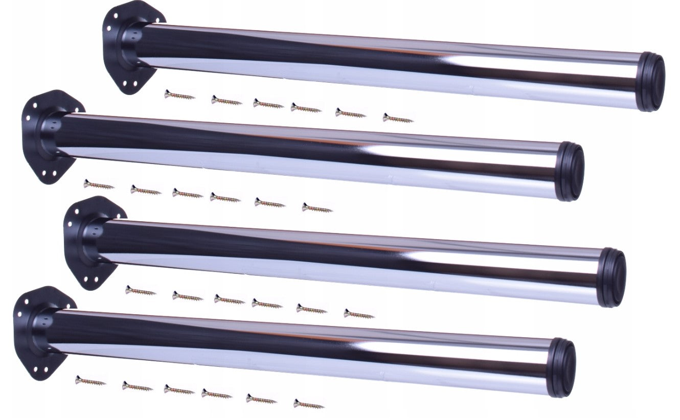 4er-Set stabile Tischbeine Ø60 mm Höheverstellbar Schreibtischfüße-Chrom