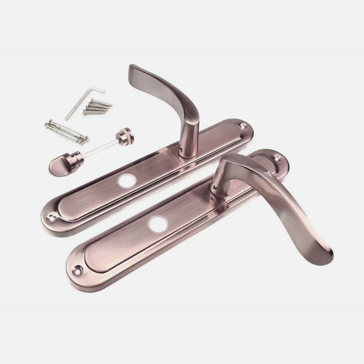 Türgriff- Langschild- Türbeschlag -Drückergarnitur- Türdrücker WC(Baden) 72mm NATALIA-Satin