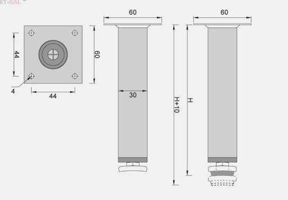 Möbelfüße Stellfuß höhenverstellbar Kommodenfuß Schrankfüße Edelstahl Ø30mm