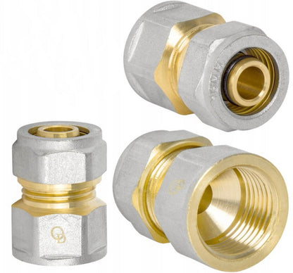 Schraubfitting Kupplung-Übergang für Aluverbundrohr Klemmringverschraubung, Messing Vernickelt, DVGW Zertifiziert (Kopie)