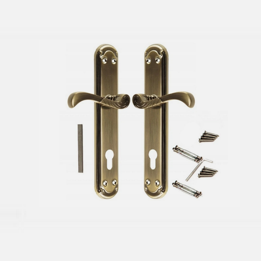 Türbeschlag Drückergarnitur Türklinke  PZ-Profilzylinder CASABLANKA( 72mm)-Patina