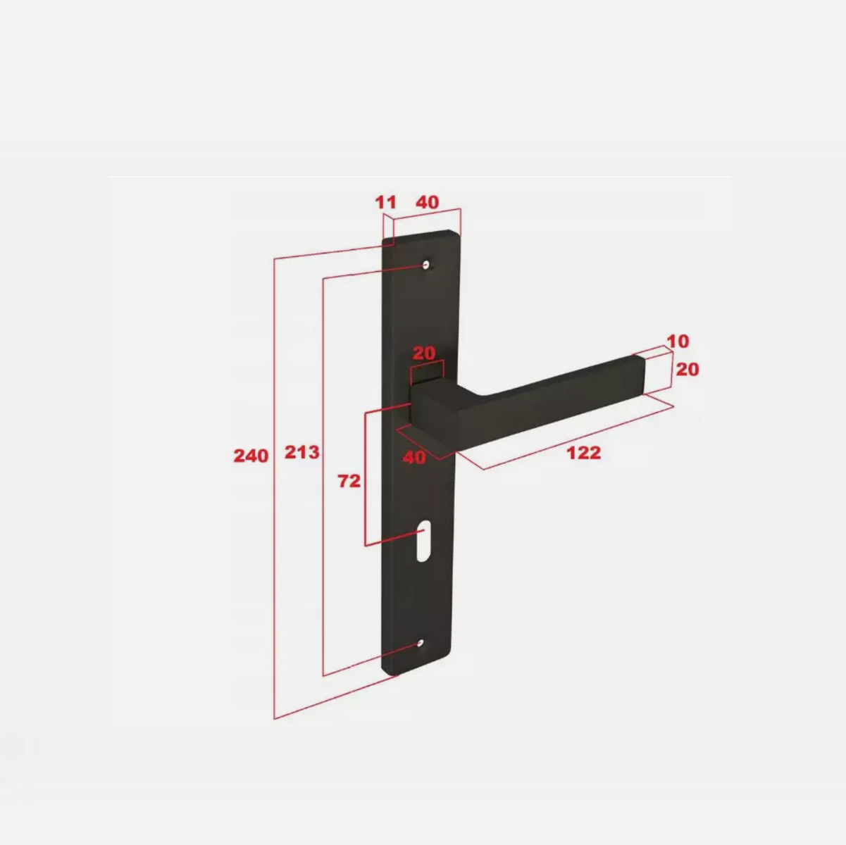 Türgriff- Langschild- Türbeschlag -Drückergarnitur- Türdrücker BB- ( Buntbart) 72mm KUBUS