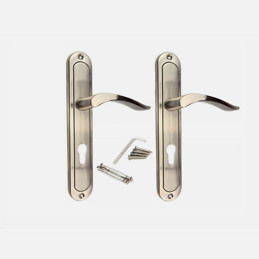 Türgriff- Langschild- Türbeschlag -Drückergarnitur- Türdrücker PZ(Profilzylinder) 72mm NATALIA-Satin