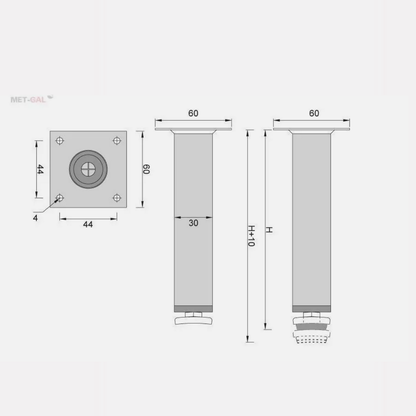 Möbelfüße Stellfuß höhenverstellbar Kommodenfuß Schrankfüße Ø30mm-weiß