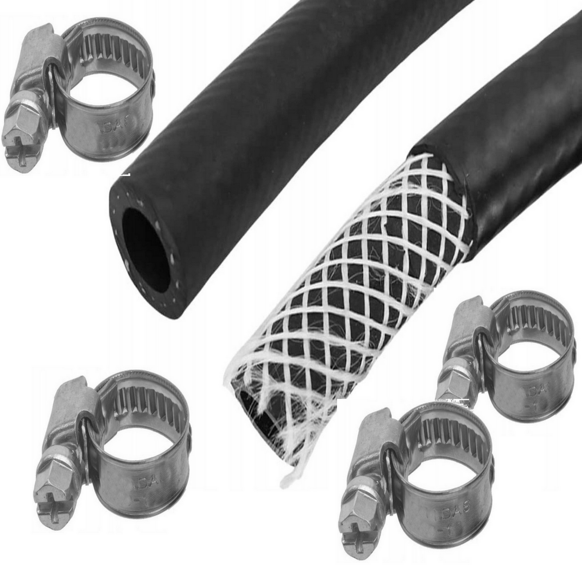 Kit 1 Meter Benzinschlauch mit 4St. Schlauchschellen Kraftstoffschlauch