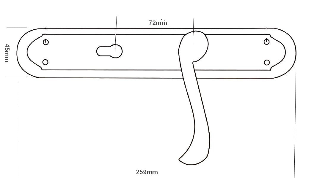 Türgriff Langschild Türbeschlag Drückergarnitur Türklinke Türdrücker 72mm CASA