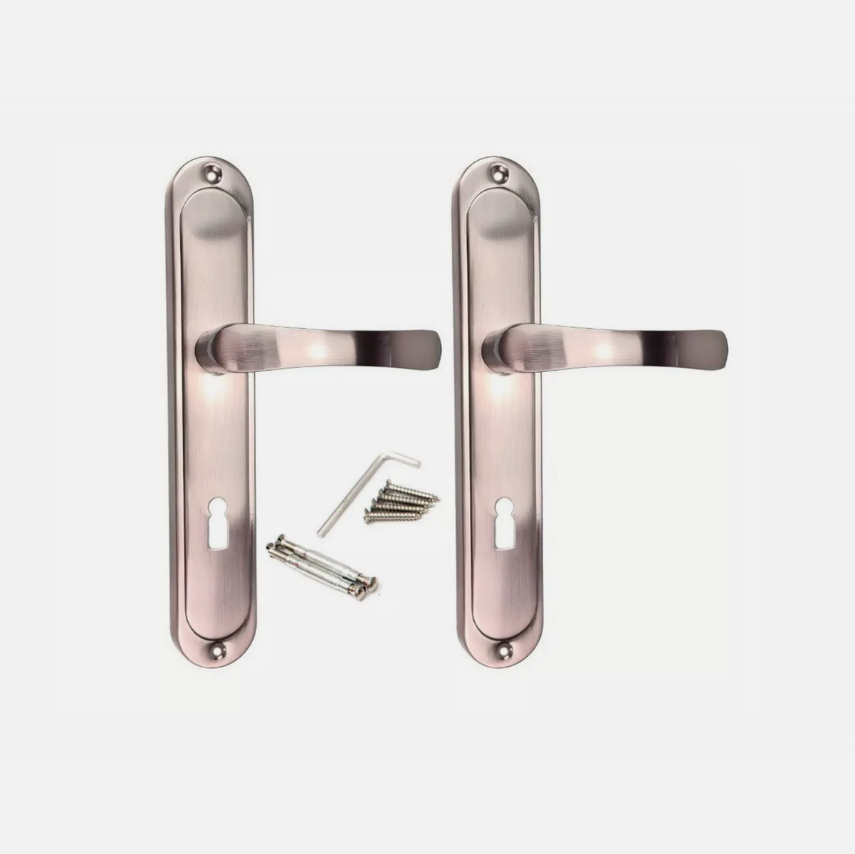 Türgriff- Langschild- Türbeschlag -Drückergarnitur- Türdrücker BB(Buntbart) 72mm SYDNEY-Satin