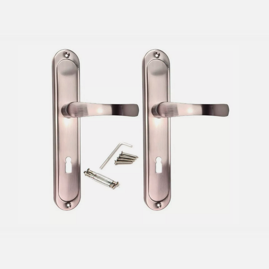 Türgriff- Langschild- Türbeschlag -Drückergarnitur- Türdrücker BB(Buntbart) 72mm SYDNEY-Satin