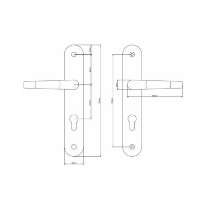 Türgriff Langschild Türbeschlag Drückergarnitur Türklinke Türbeschlag 72mm